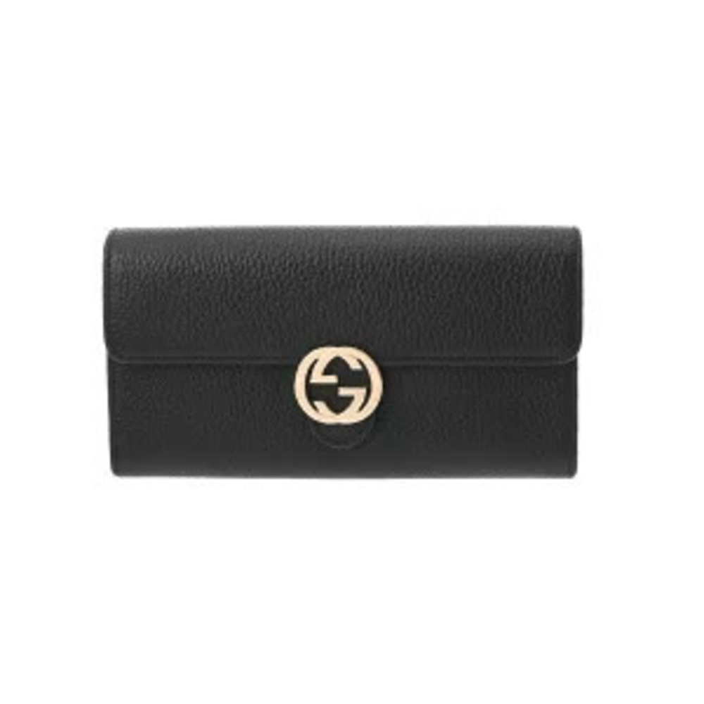 Gucci Interlocking G Leather Long Wallet Black